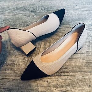 Clothe color-block, flats, kitten heels. Never worn